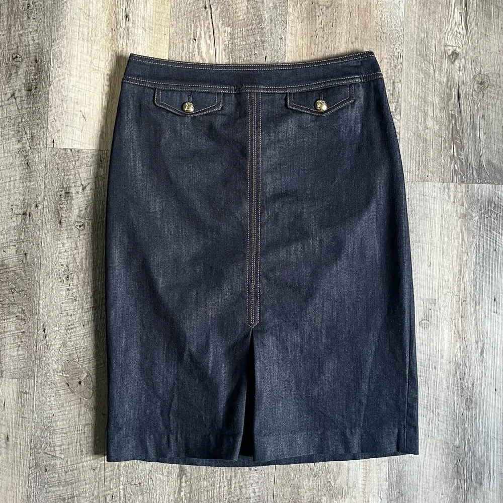 Talbots Petite 4 Refined Denim Midi Skirt